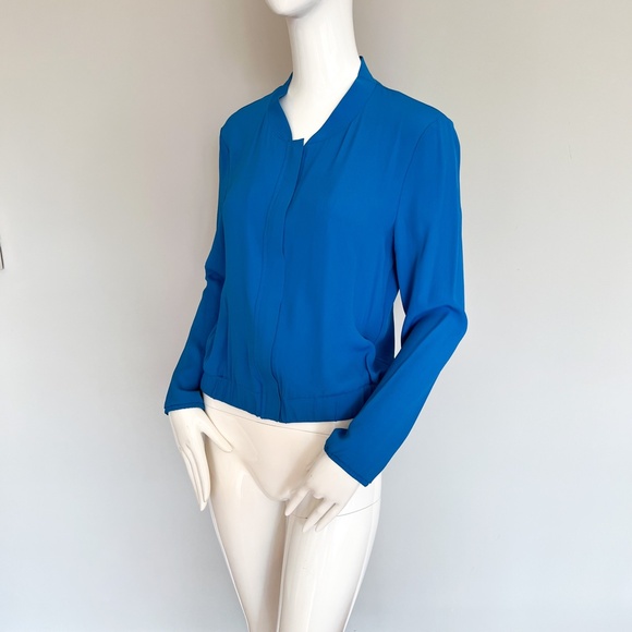 $280 NWT Mariella Rosati Made In Italy Blue Zip Up Top Blouse Long Sleeve 40IT - Picture 6 of 17